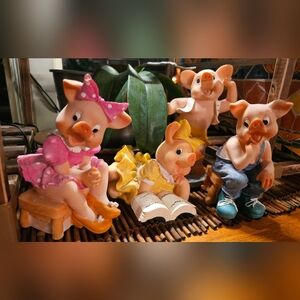 RARE 4PC Vintage Anthropomorphic Girl & Boy Pigs